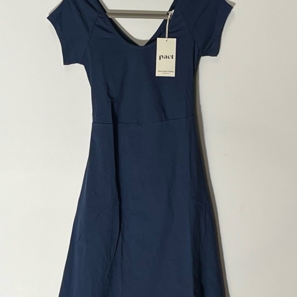 NWT Pact Helena Navy Organic Cotton Dress